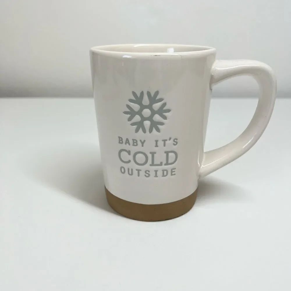 BABY IT'S COLD OUTSIDE COFFEE MUG. ECHED STONEWARE MUG. Art Deco  Mug